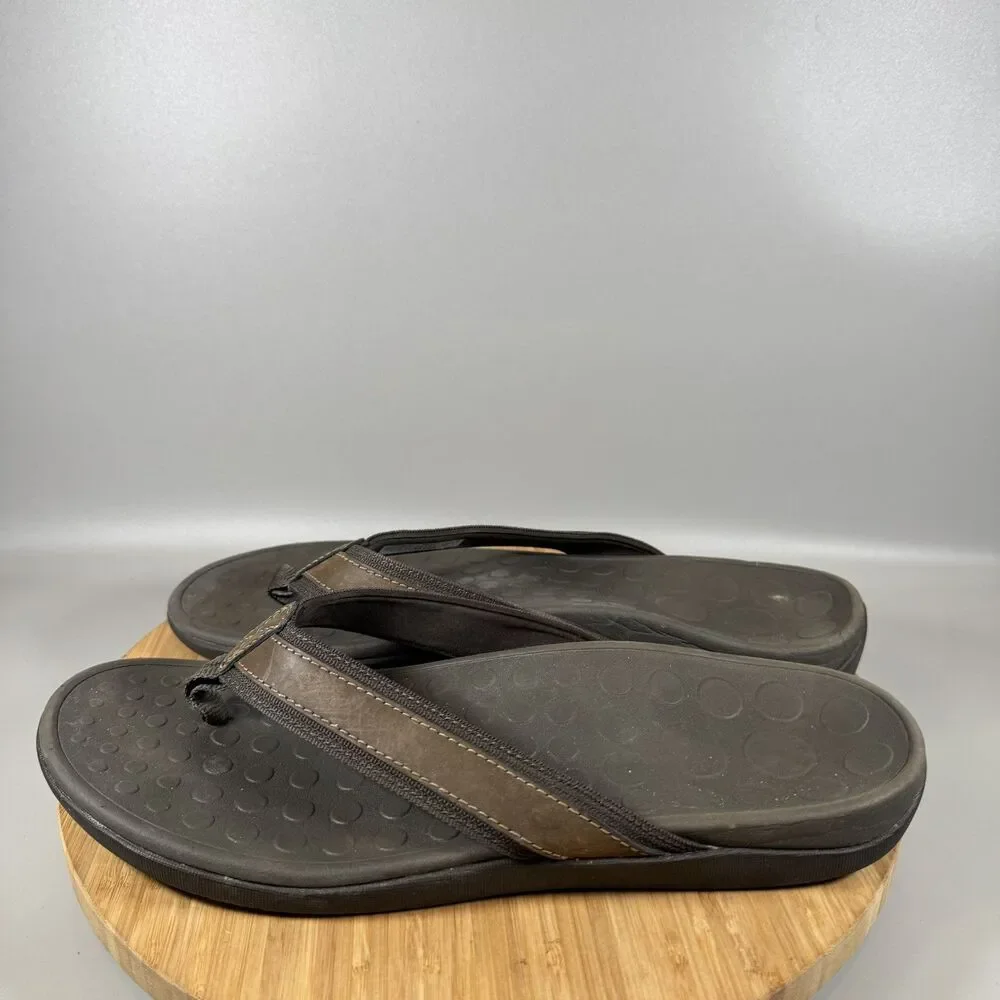S‎ Vionic Tide Brown Orthotic Support Comfort Slip On Flip Flops Men's US 14